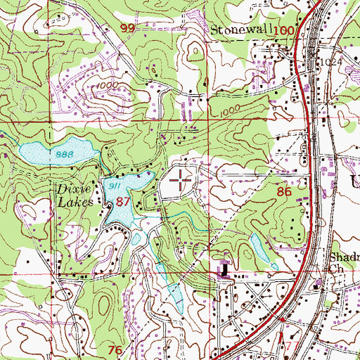 Topographic Map of Dixie Lakes Park, GA