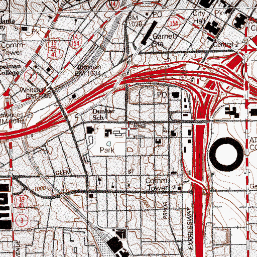 Topographic Map of Dunbar Branch Atlanta-Fulton Library, GA