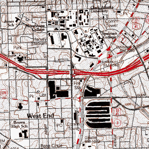 Topographic Map of Exit 20, GA