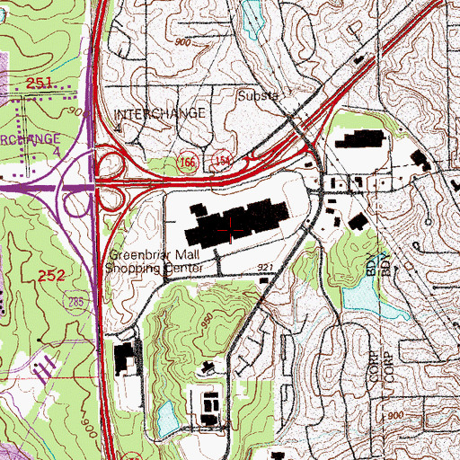 Topographic Map of Greenbriar Mall Shopping Center, GA