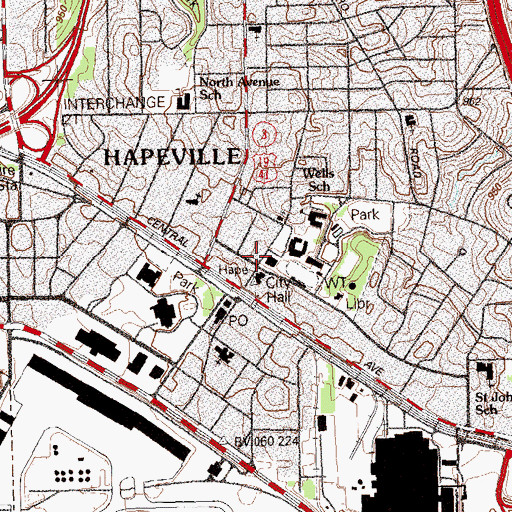 Topographic Map of Hopeville Branch Atlanta-Fulton Library, GA