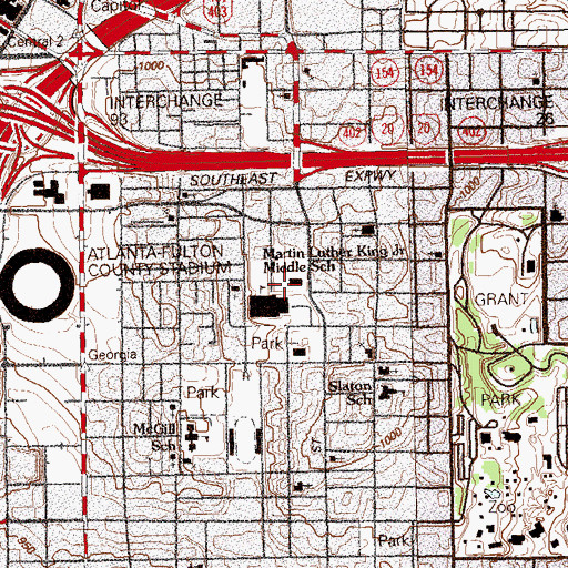 Topographic Map of Martin Luther King Jr Middle School Urban Learning Center, GA