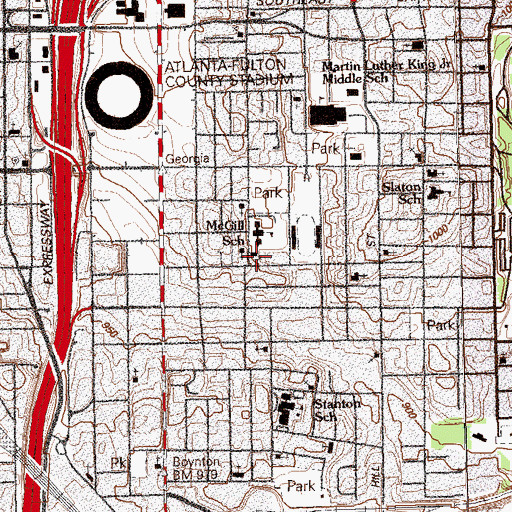Topographic Map of McGill Elementary School (historical), GA