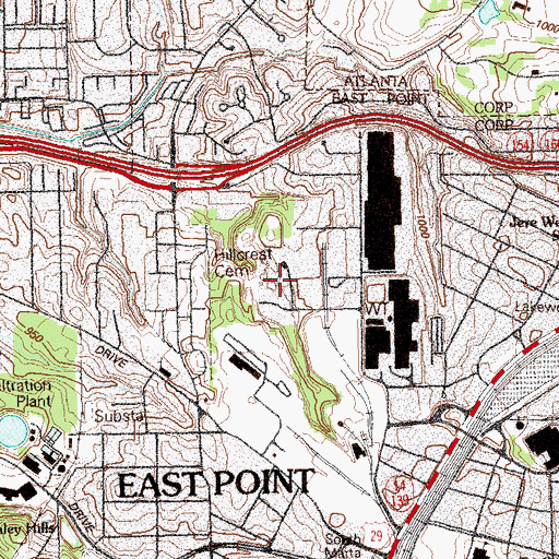 Topographic Map of Mullin Industrial Park, GA