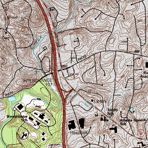 Topographic Map of Paces Ferry Plaza Shopping Center, GA