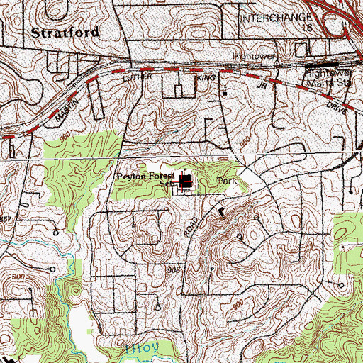 Topographic Map of Peyton Forest Elementary School, GA
