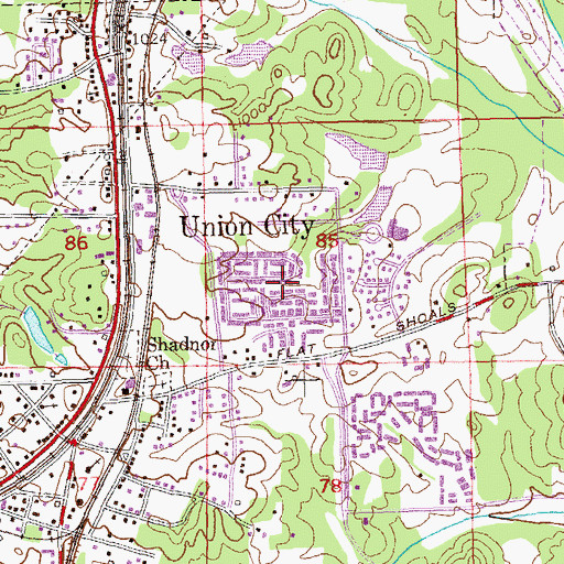 Topographic Map of Shannon Villas, GA