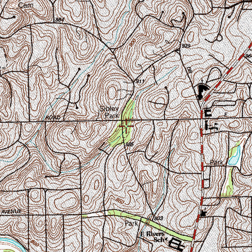 Topographic Map of Sibley Park, GA