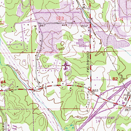 Topographic Map of Crossroads Second Chance School South, GA