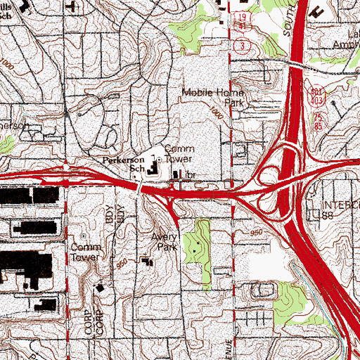 Topographic Map of Stewart Lakewood Branch Atlanta-Fulton Library, GA