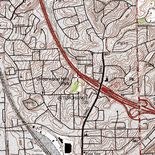 Topographic Map of Underwood Hills Park, GA