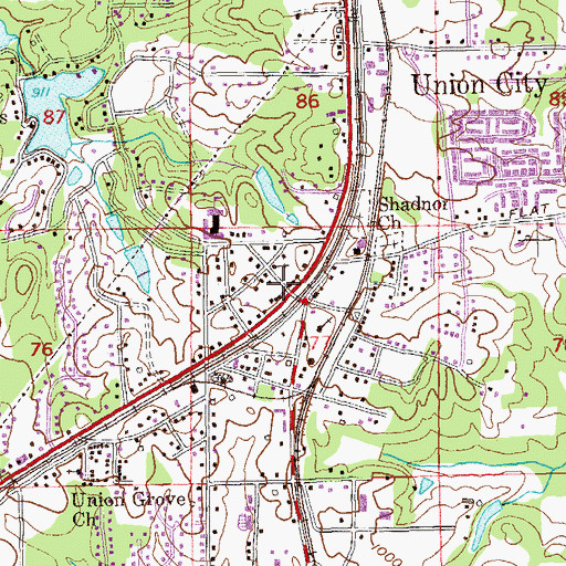 Topographic Map of Union City Post Office, GA