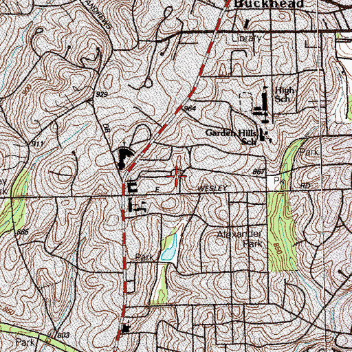 Topographic Map of West Bolling Road Park, GA
