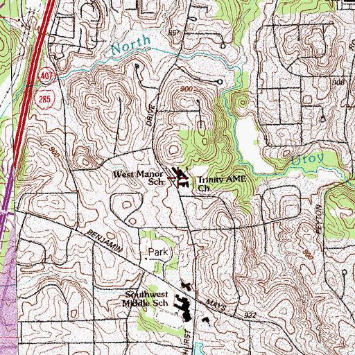 Topographic Map of West Manor Elementary School, GA