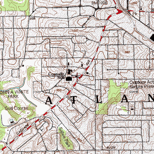 Topographic Map of Cascade United Methodist Church, GA
