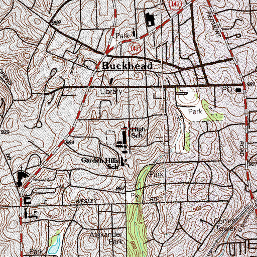 Topographic Map of Garden Hills Historic District, GA