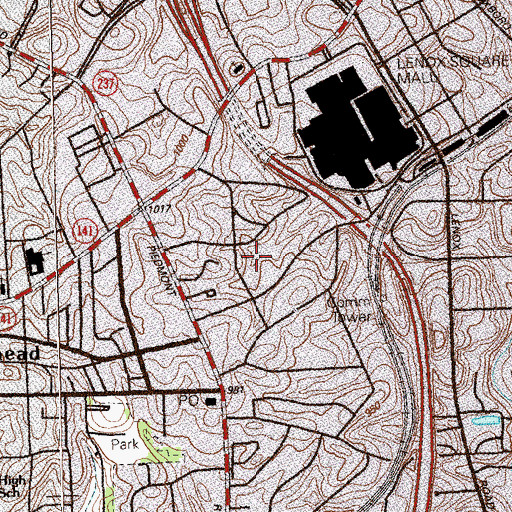 Topographic Map of Peachtree Highlands Historic District, GA
