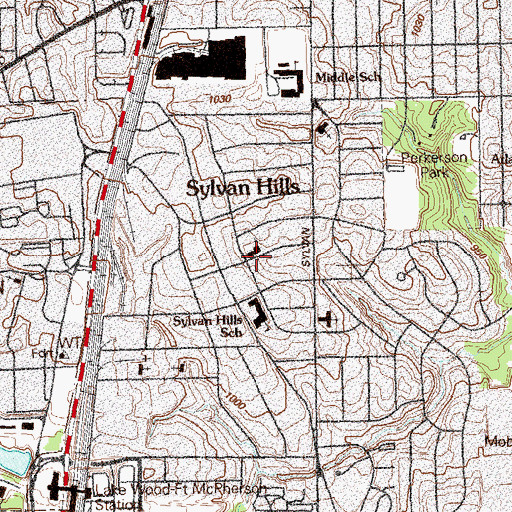 Topographic Map of Sylvan Hills Baptist Church, GA