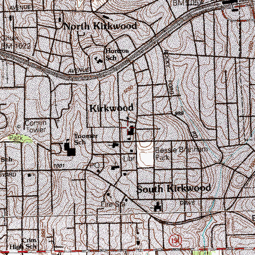 Topographic Map of Kirkwood Elementary School, GA