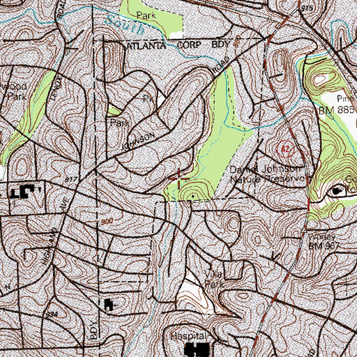Topographic Map of Johnson Park, GA