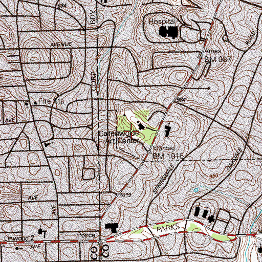 Topographic Map of Callanwolde Park, GA