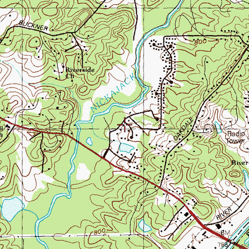 Topographic Map of Brookside Village, GA
