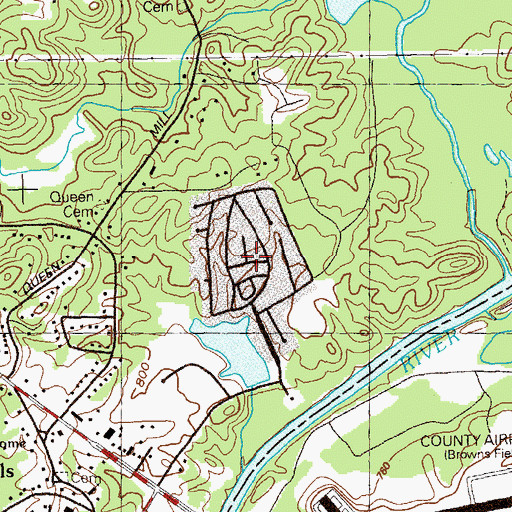 Topographic Map of Castlewood Estates, GA