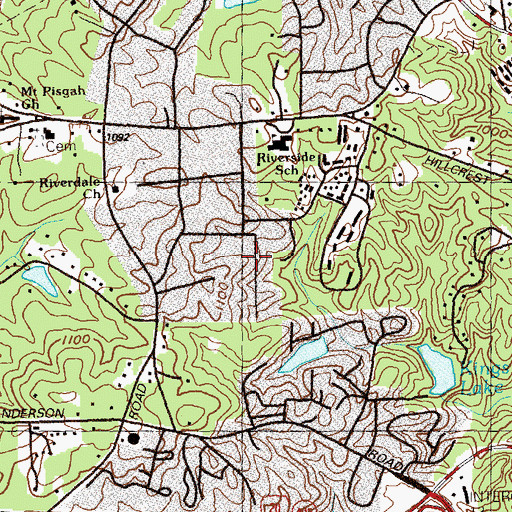 Topographic Map of Cherokee Hills, GA