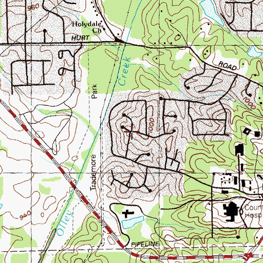 Topographic Map of Cherokee Trail, GA