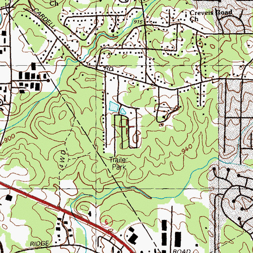 Topographic Map of Creelwood Trailer Park, GA