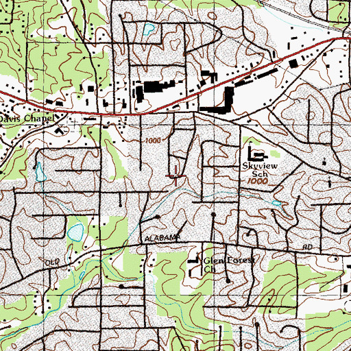 Topographic Map of Dunn Hill, GA