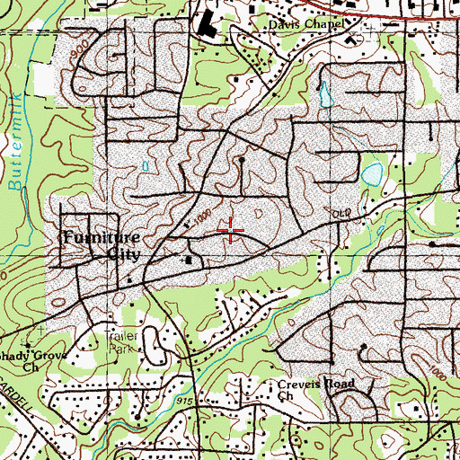 Topographic Map of Ford Heights, GA