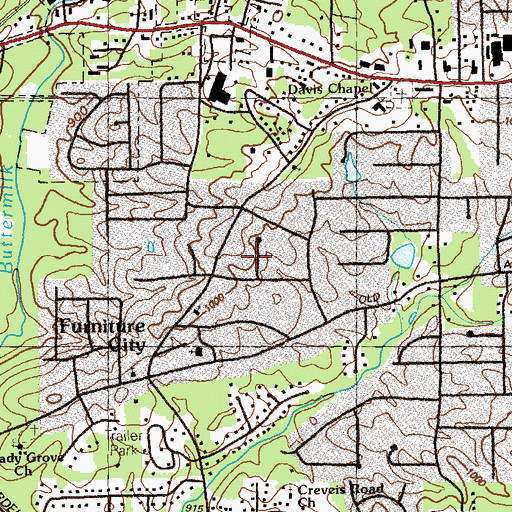 Topographic Map of Gordon Acres, GA