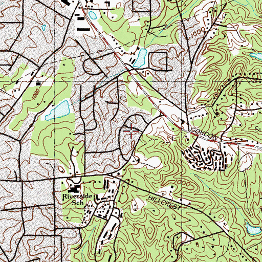 Topographic Map of Gordon Woods, GA