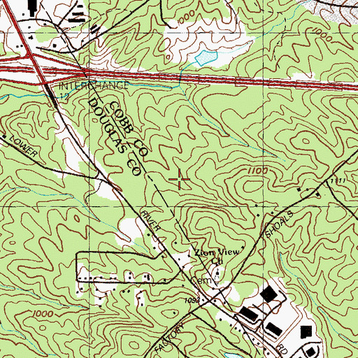 Topographic Map of Interstate West Industrial Park, GA