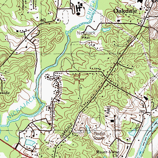 Topographic Map of Johnstons Crossing, GA