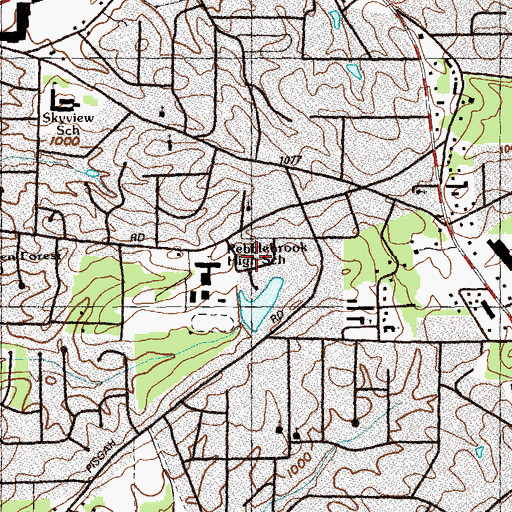 Topographic Map of Lakeside, GA