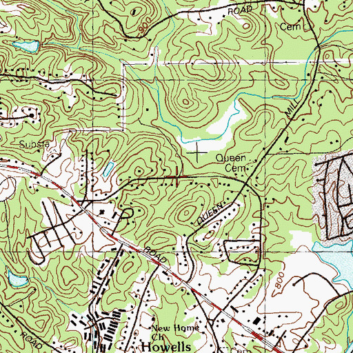 Topographic Map of Queens Lake Estates, GA