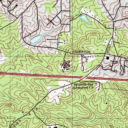 Topographic Map of Saddleback Ridge, GA