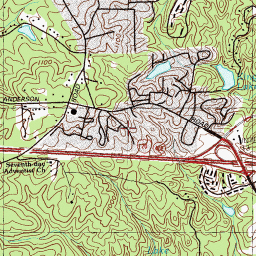 Topographic Map of Summit Ridge, GA