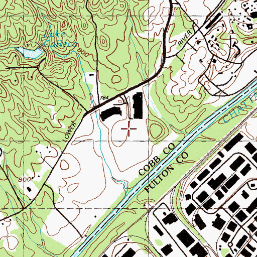 Topographic Map of The Bluffs Office Park, GA
