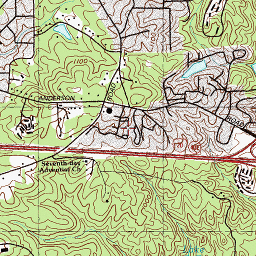 Topographic Map of Whisperwoods, GA