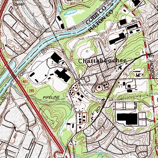 Topographic Map of Chattahoochee Station, GA