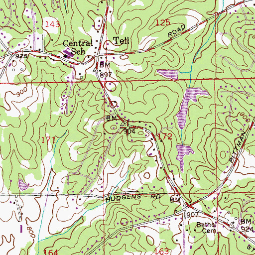 Topographic Map of First Church, GA