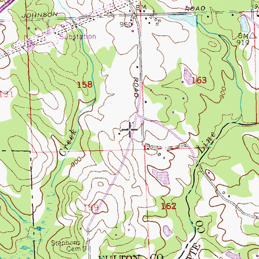 Topographic Map of Hillside Church, GA