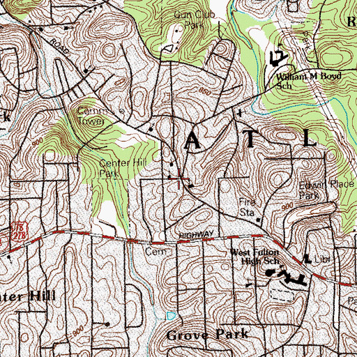 Topographic Map of Simsville, GA