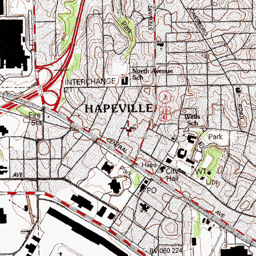 Topographic Map of Hapeville Presbyterian Church, GA