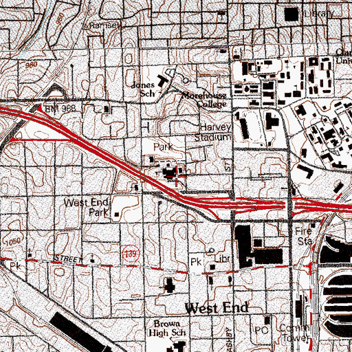 Topographic Map of Rusk Elementary School (historical), GA
