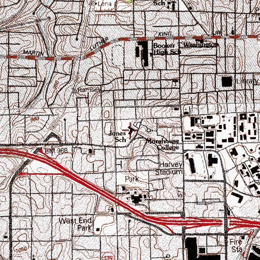 Topographic Map of M Agnes Jones Elementary School, GA
