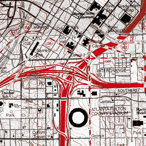Topographic Map of Interchange 92, GA